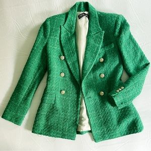 DOUBLE BREASTED TEXTURED WEAVE JACKET